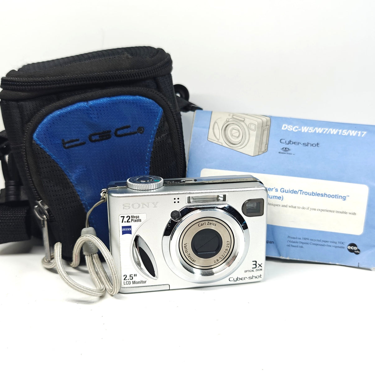 Sony Cyber-shot DSC-W7 Digital Camera Silver 7.2MP 3x Zoom, Guide, Case - Native Sole Cameras