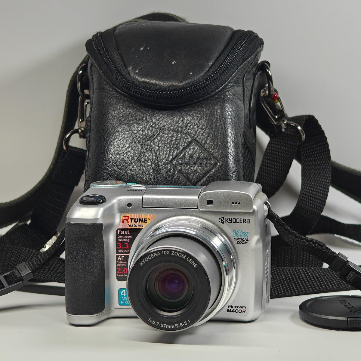 Kyocera Finecam M400R Digital Camera Silver 4MP 10x Zoom Retro Digicam with Bag - Native Sole Cameras