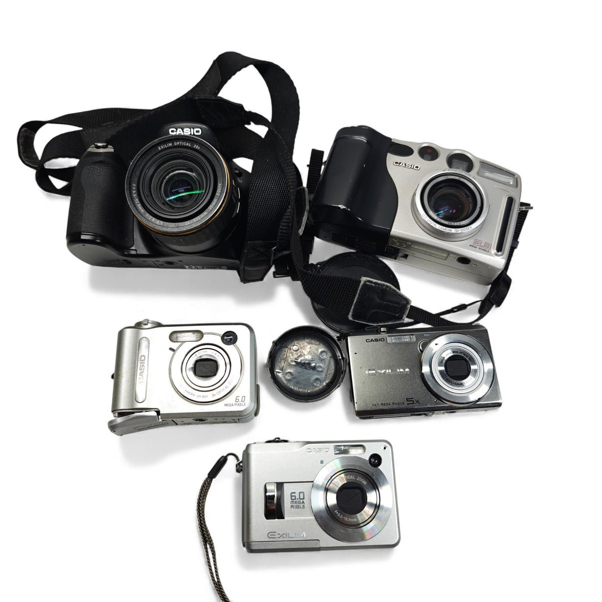 5x Casio Digital Cameras Job Lot - Exilim FH25 EX-ZS15 EX-Z110 QV-3000EX QV-R61 - Native Sole Cameras