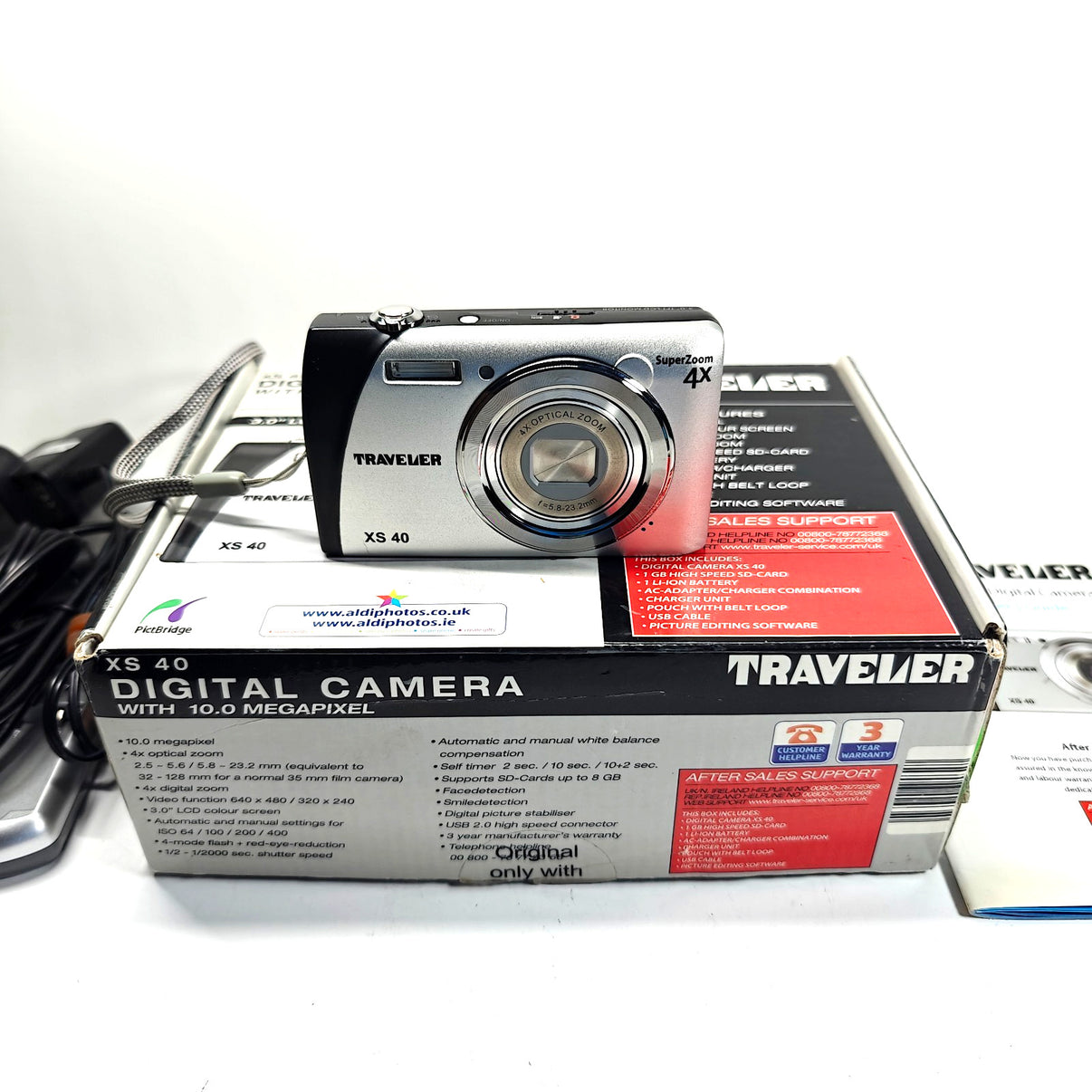 Traveler XS 40 10MP Digital Camera 3" LCD 4x Zoom Silver - Boxed - Native Sole Cameras
