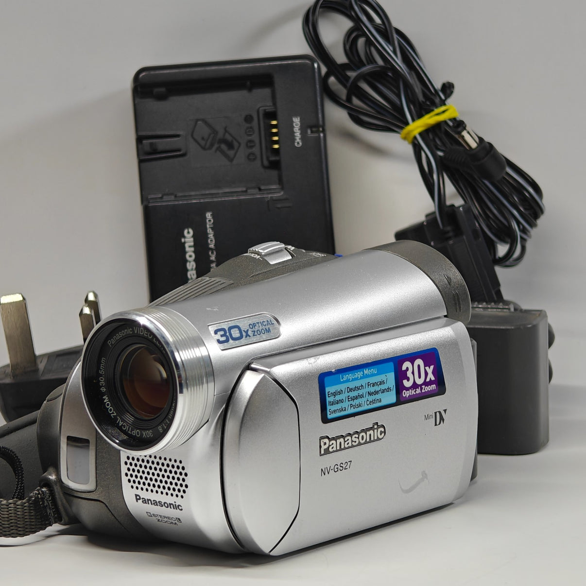 Panasonic NV-GS27 MiniDV Camcorder Silver 30x Optical Zoom Video Cam + Charger - Native Sole Cameras