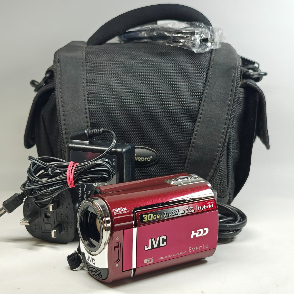 JVC Everio GZ-MG330 Camcorder 30GB HDD Red Digital Video Camera + Charger & Bag - Native Sole Cameras