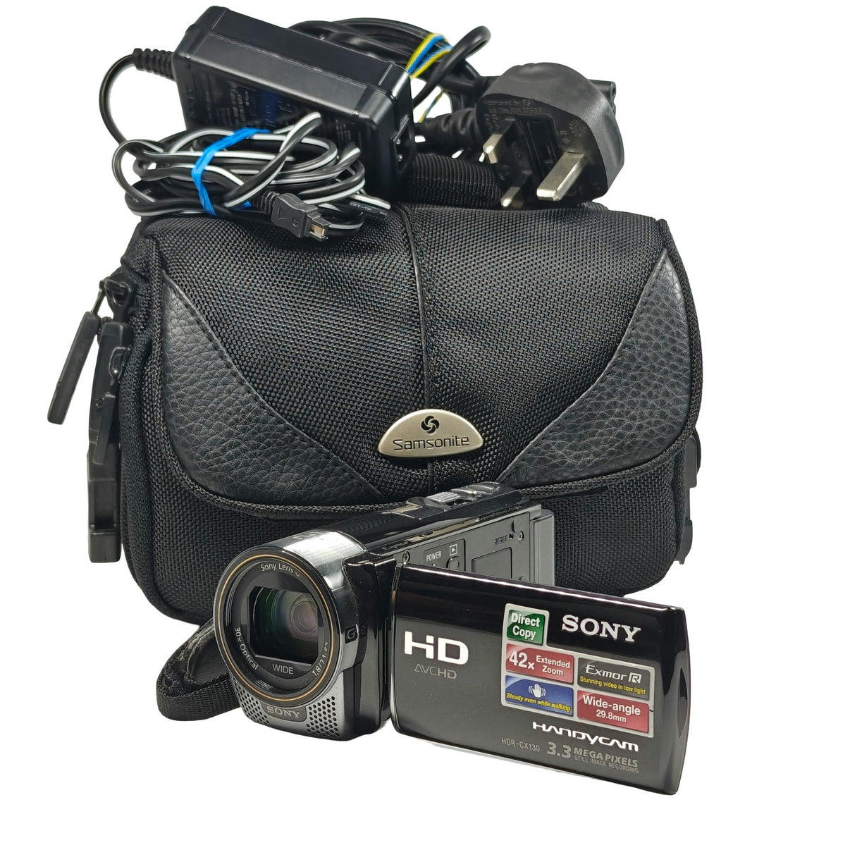 Sony Handycam HDR-CX130E Camcorder 3.3MP HD 1080p Exmor R CMOS 42x Zoom Bundle - Native Sole Cameras