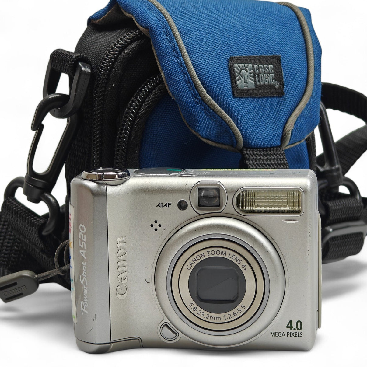 Canon PowerShot A520 Digital Camera Silver 4.0MP 4x Zoom Retro Compact + Bag - Native Sole Cameras