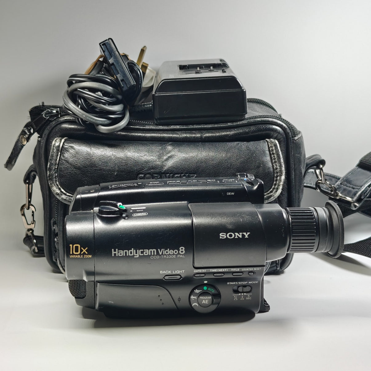 Sony Handycam CCD-TR330E Camcorder Video8 Tape 10x Zoom 1990s + Charger & Bag - Native Sole Cameras