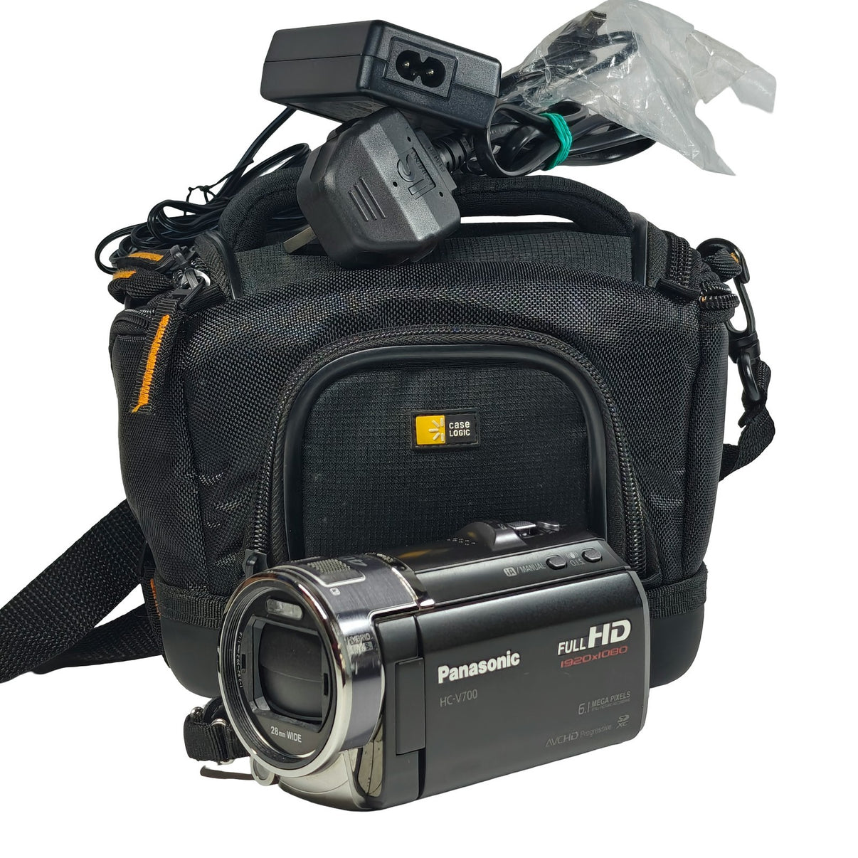 Panasonic HC-V700 Camcorder Black 6.1MP HD 1080 CMOS 46x Zoom + Charger Bundle - Native Sole Cameras