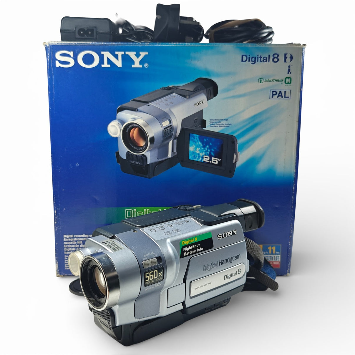 Sony Handycam DCR-TRV145E Camcorder Digtial8 Tape Analogue 560x NightShot Boxed - Native Sole Cameras