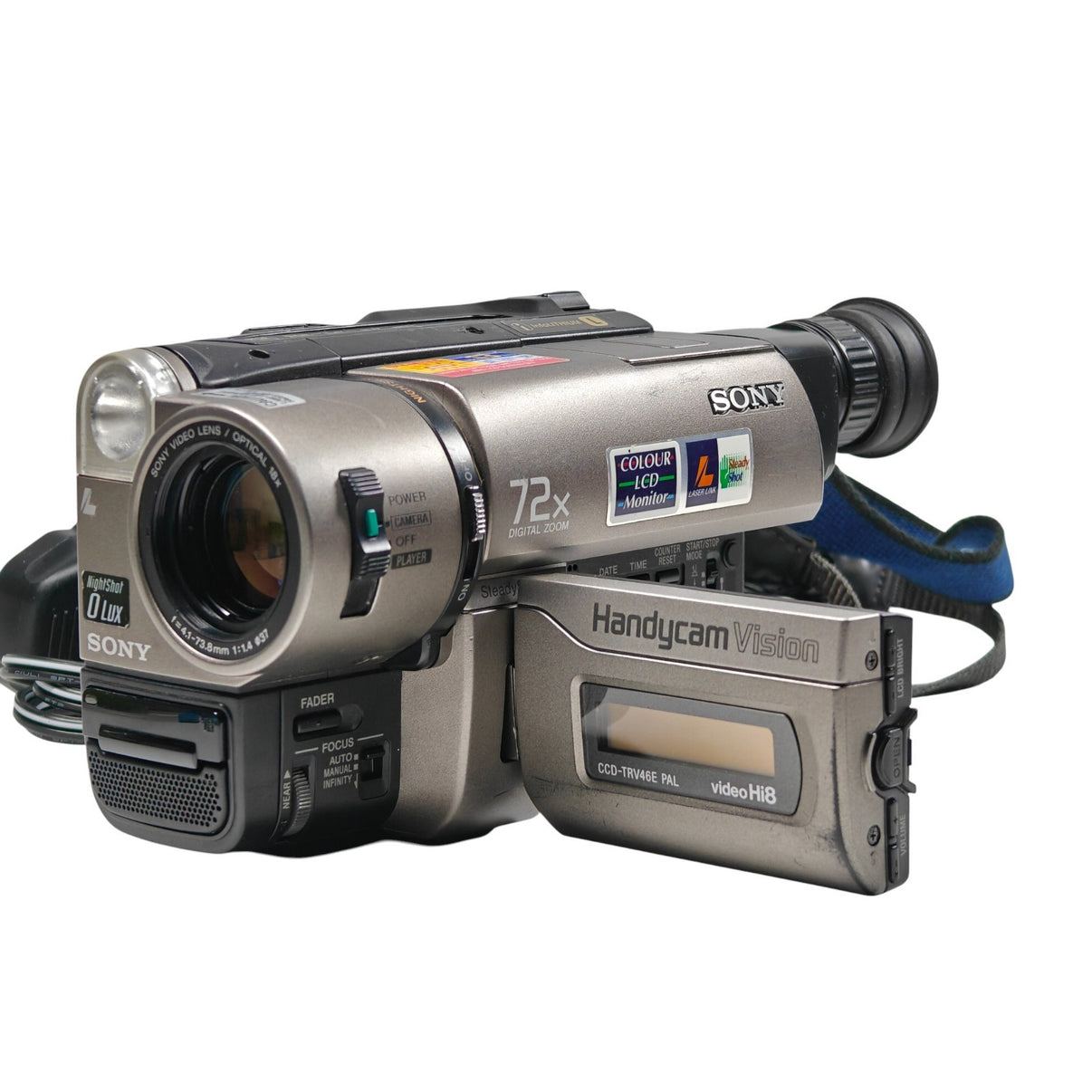 Sony Handycam CCD-TRV46E Camcorder Hi8 Tape 72x Zoom NightShot Mode + Charger - Native Sole Cameras