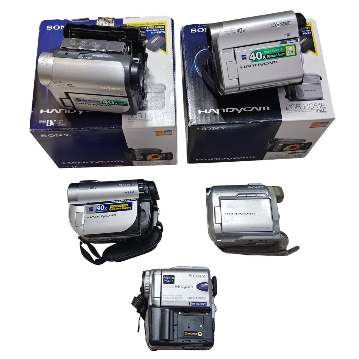 5x Sony Digital Video Cameras Camcorders Job Lot DCR-HC37 HC30 DVD110 HC51 PC101 - Native Sole Cameras
