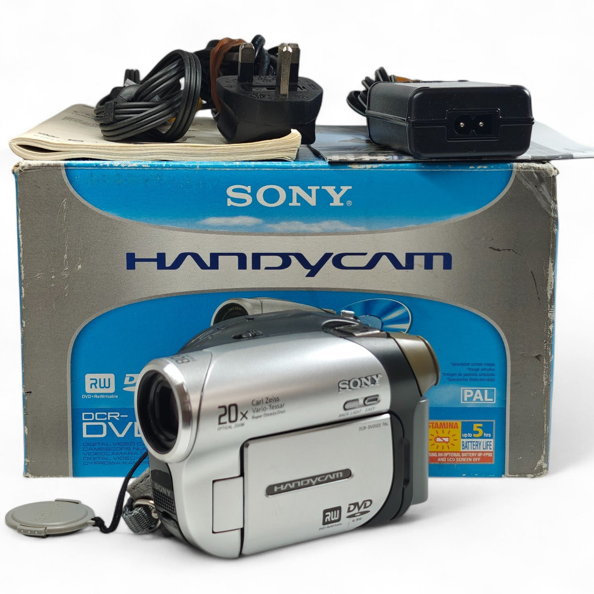 Sony Handycam DCR-DVD92E Camcorder NightShot 20x Zoom RW DVD Video Camera Boxed.