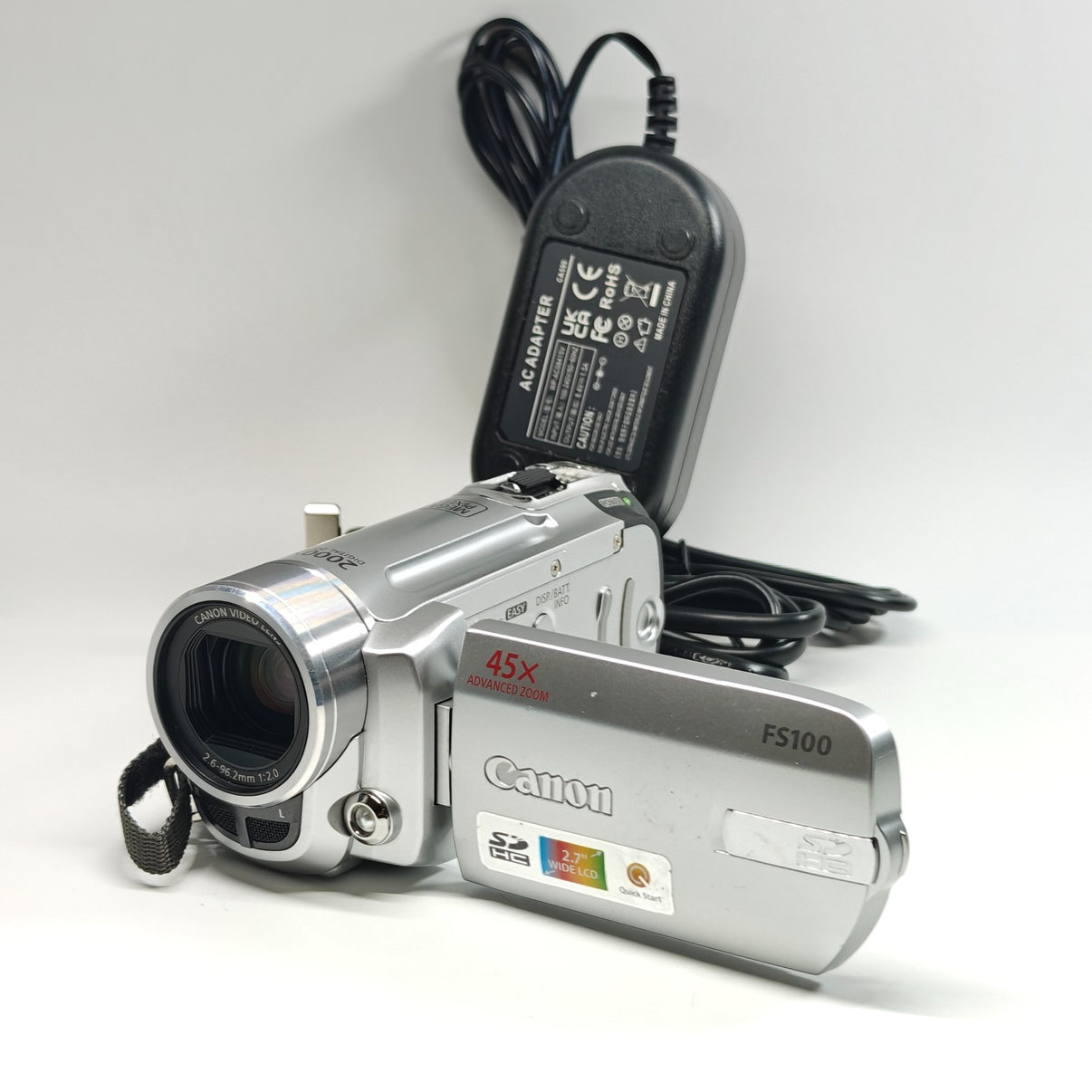 Canon FS100 Camcorder Silver 45x Zoom 2.7" LCD Digital SD Video Cam + Charger - Native Sole Cameras