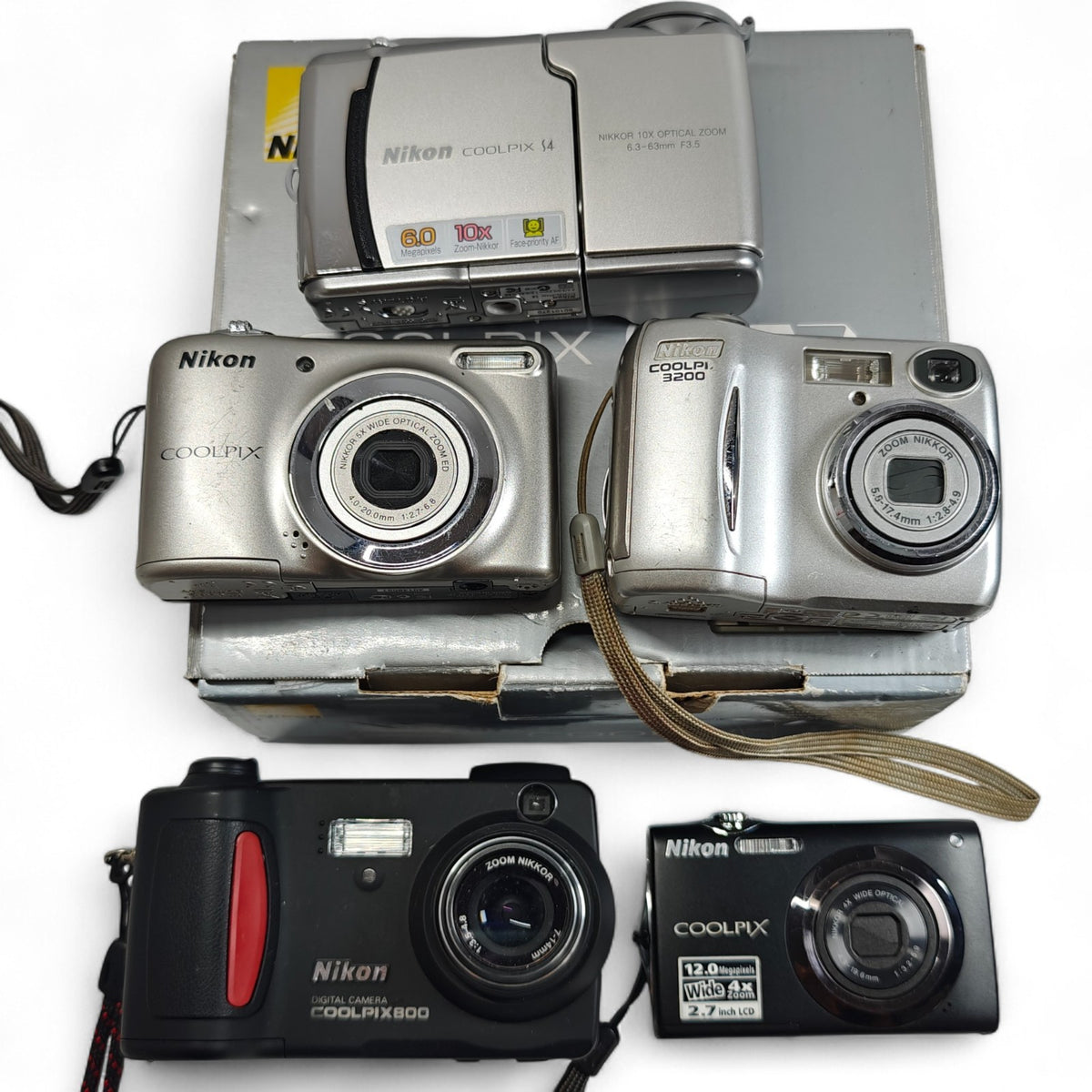 5x Nikon Digital Cameras Job Lot - COOLPIX L25, S3000, 800, S4, 3200 - Native Sole Cameras