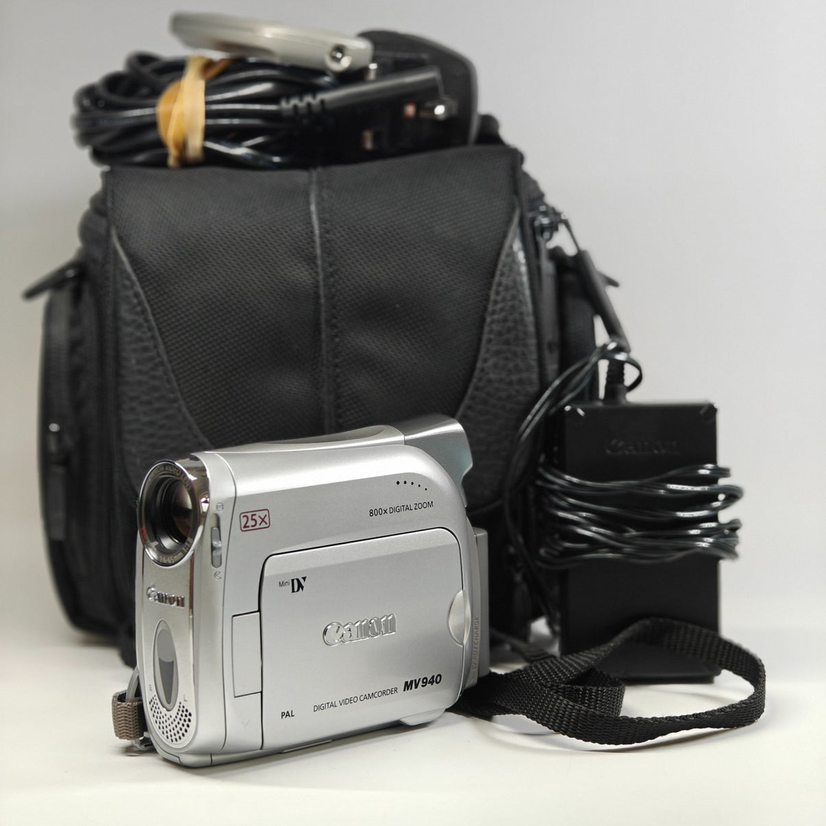 Canon MV940 MiniDV Camcorder Silver 25x 800x Zoom Digital Video Camera Bundle - Native Sole Cameras
