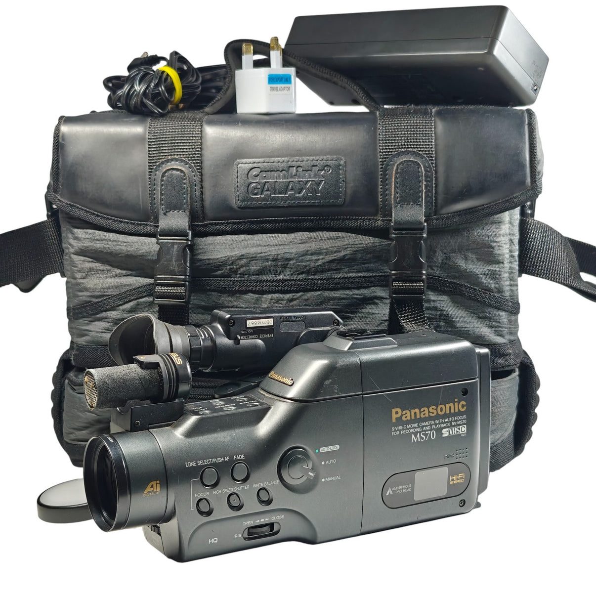 Panasonic NV-MS70 Camcorder VHSC Tape Motorised Zoom Retro Movie Camera Bundle - Native Sole Cameras