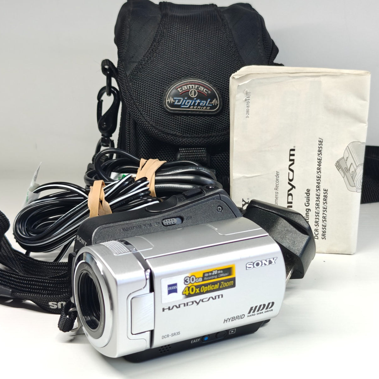 Sony Handycam DCR-SR35E Camcorder Silver 30GB HDD 40x Zoom NightShot Bundle - Native Sole Cameras