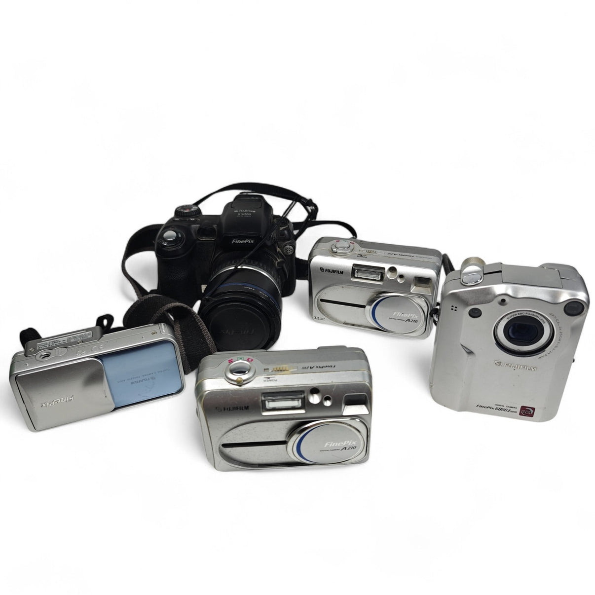 5x Fujifilm Digital Cameras Job Lot - FinePix 6800 Zoom, A605, A210, A210, S5000 - Native Sole Cameras