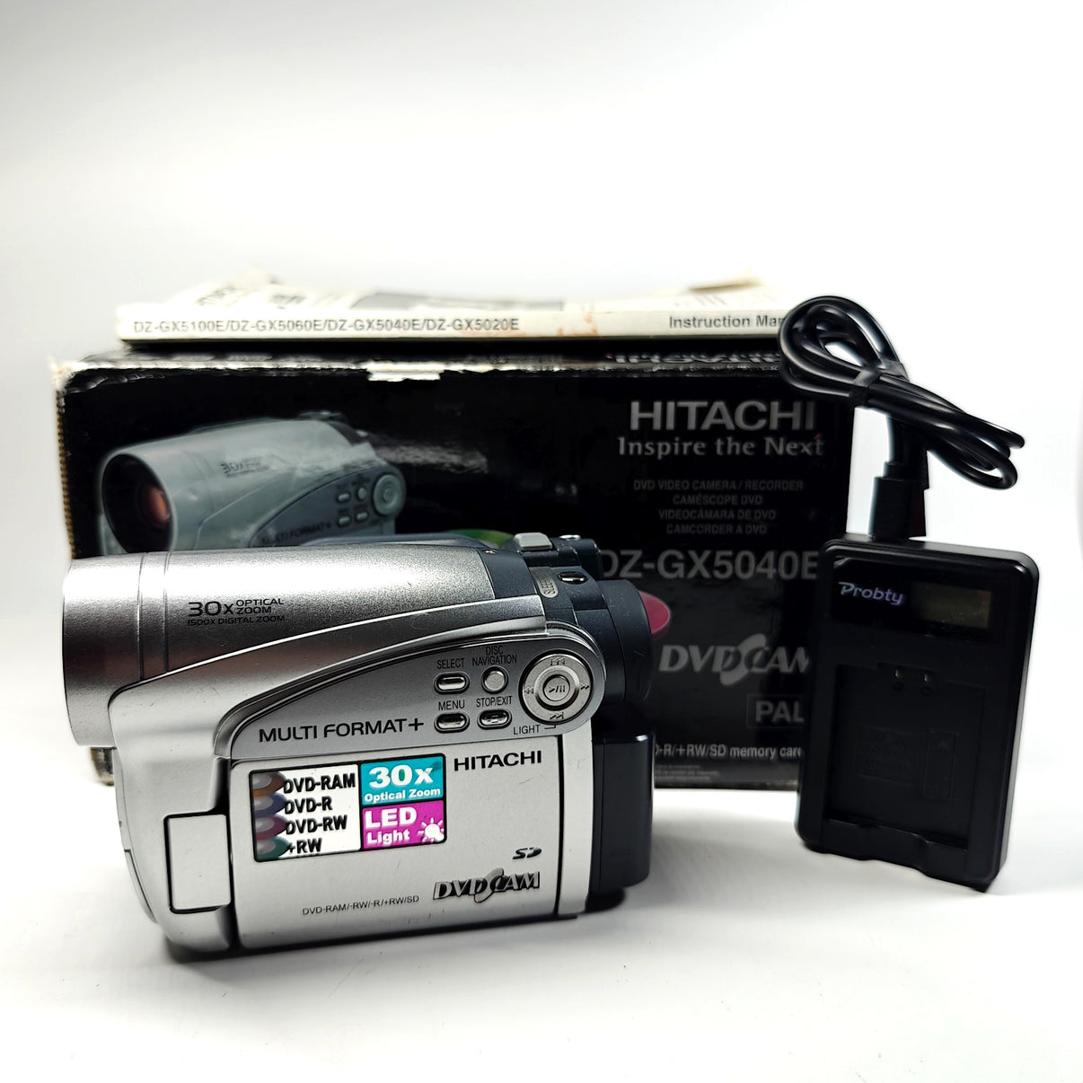 Hitachi DVDCAM DZ-GX5040E Camcorder Silver DVD-RW Disc Video Cam - Boxed - Native Sole Cameras
