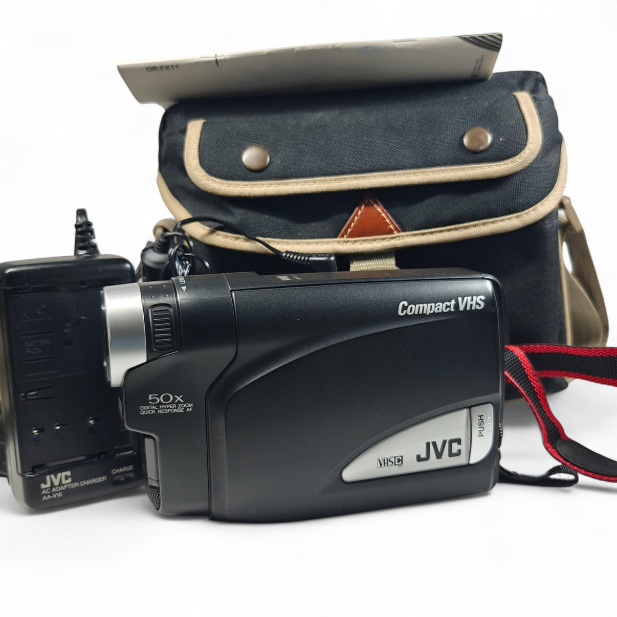 JVC GR-FX11EK 50x Zoom VHSC Camcorder Retro Video Camera, Charger, Bag - Native Sole Cameras