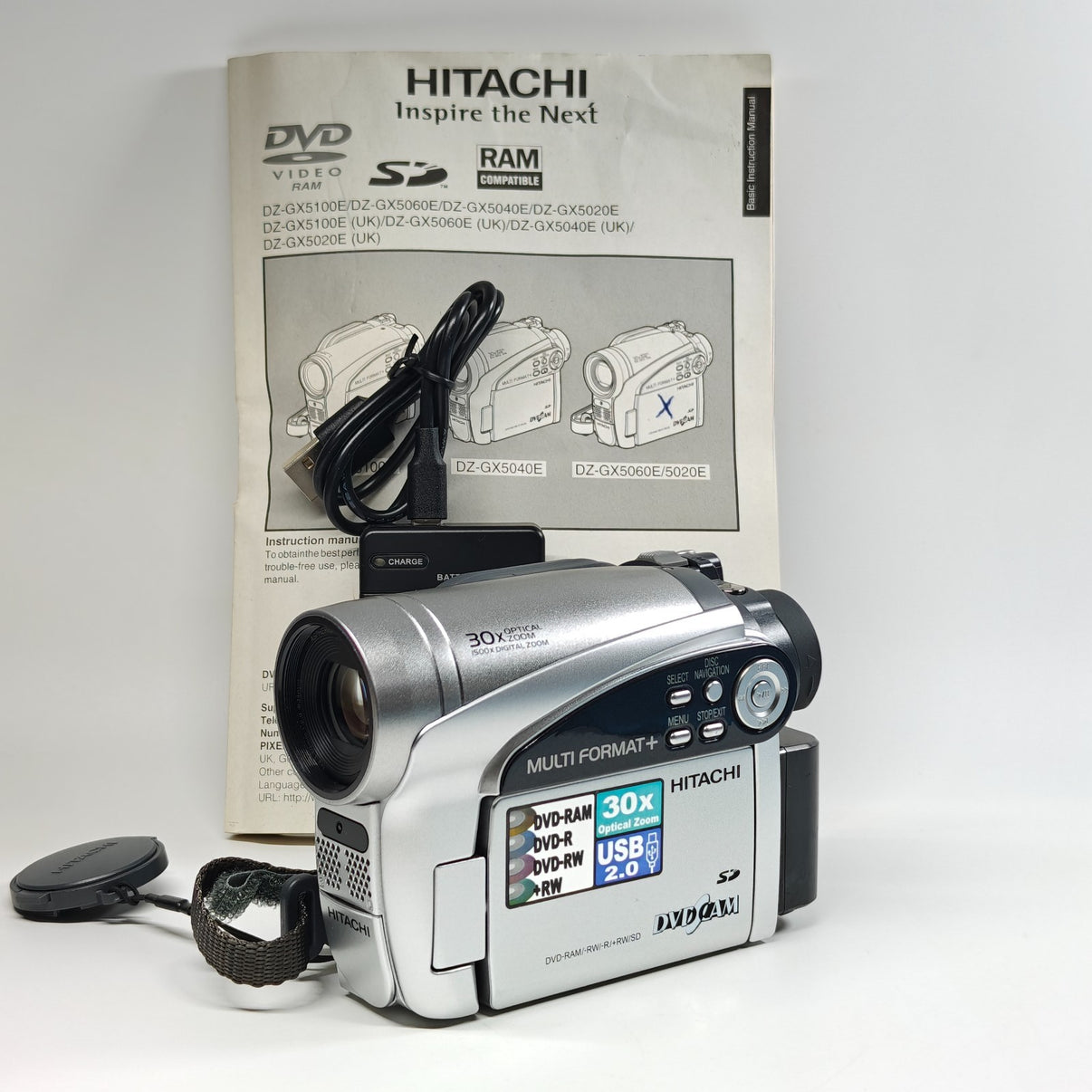 Hitachi DVDCAM DZ-GX5060E Camcorder DVD Disc 30x Optical Zoom + Charger & Manual - Native Sole Cameras