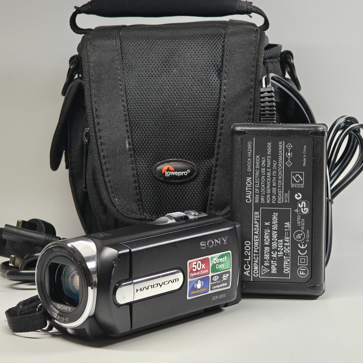 Sony Handycam DCR-SX15E Camcorder Black 50x Optical Zoom Compact + Charger & Bag - Native Sole Cameras