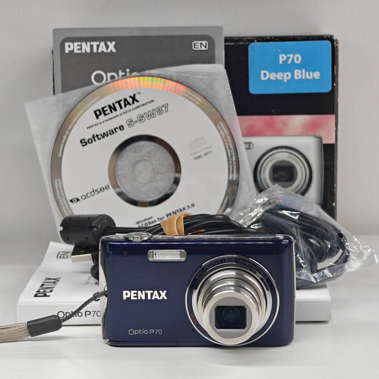 Pentax Optio P70 Digital Camera Blue 12MP 4x Optical Zoom Compact Digicam Boxed - Native Sole Cameras