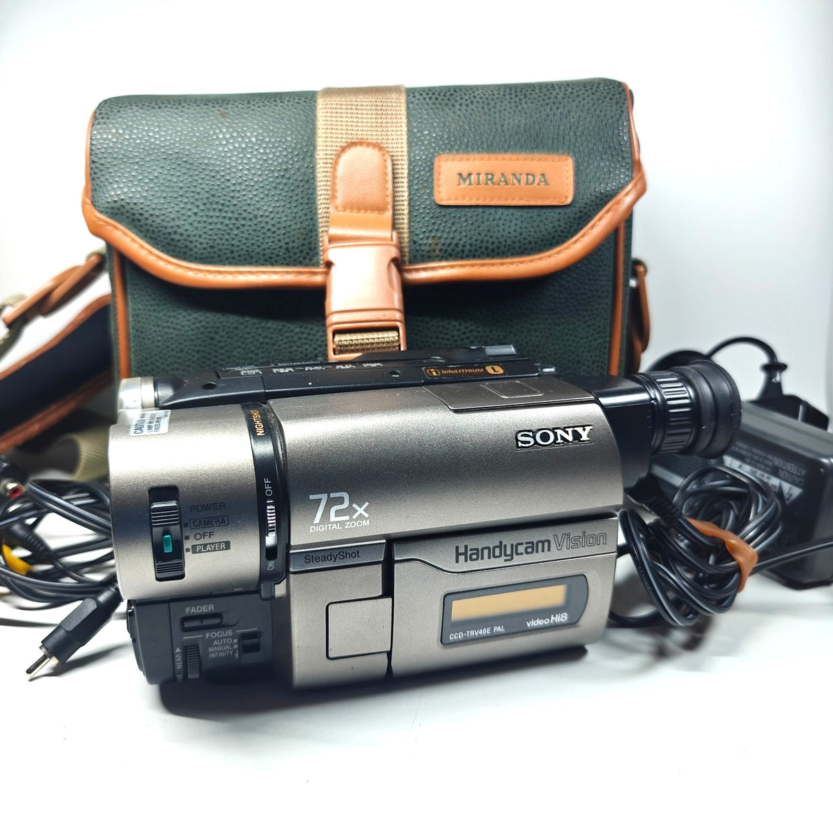 Sony Handycam CCD-TRV46E Camcorder 72x NightShot Hi8 Tape Camera, Charger, Bag - Native Sole Cameras
