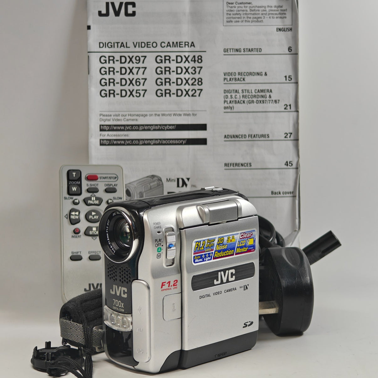 JVC GR-DX77 MiniDV Camcorder Silver 700x Digital Zoom Large 3" in LCD + Extras - Native Sole Cameras