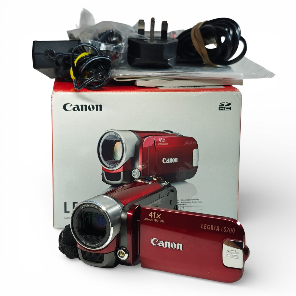 Canon LEGRIA FS200 Camcorder Red 41x Zoom SD Digital Video Camera - Boxed - Native Sole Cameras