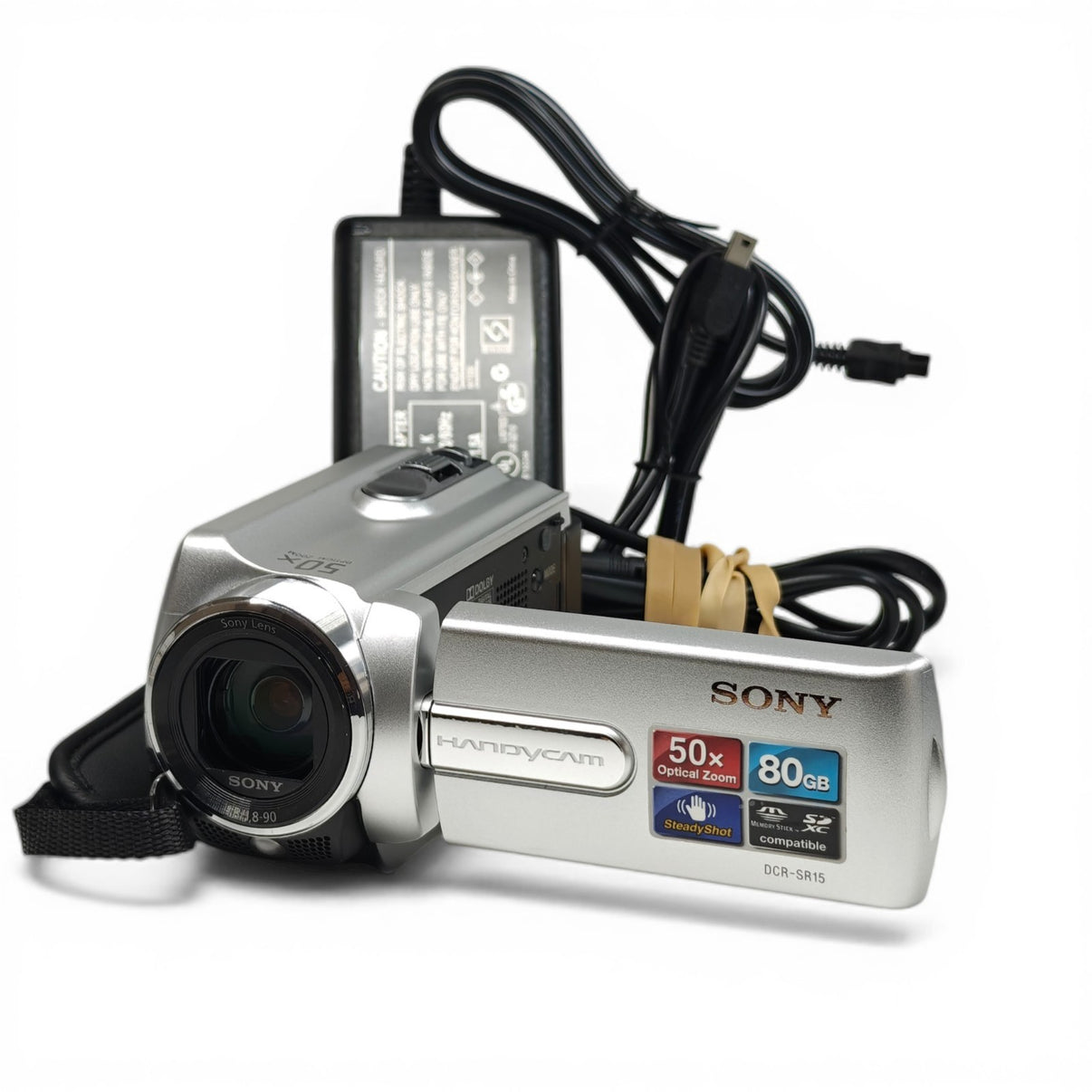 Sony Handycam DCR-SR15E Camcorder Silver 80GB Built-in HDD 50x Zoom + Charger - Native Sole Cameras