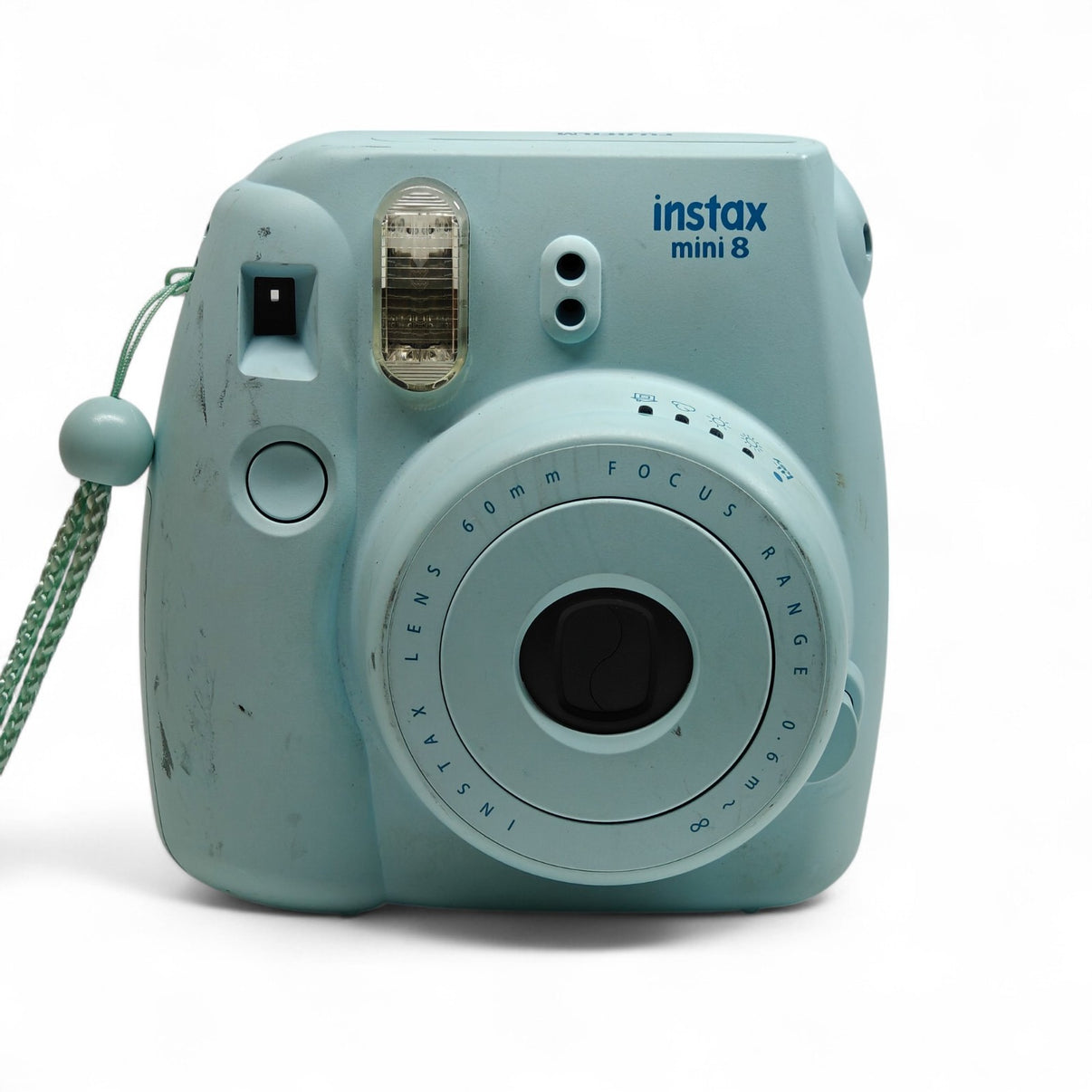 Fujifilm Instax Mini 8 Instant Film Camera Blue 60mm Lens Focus Range 0.6m Retro.