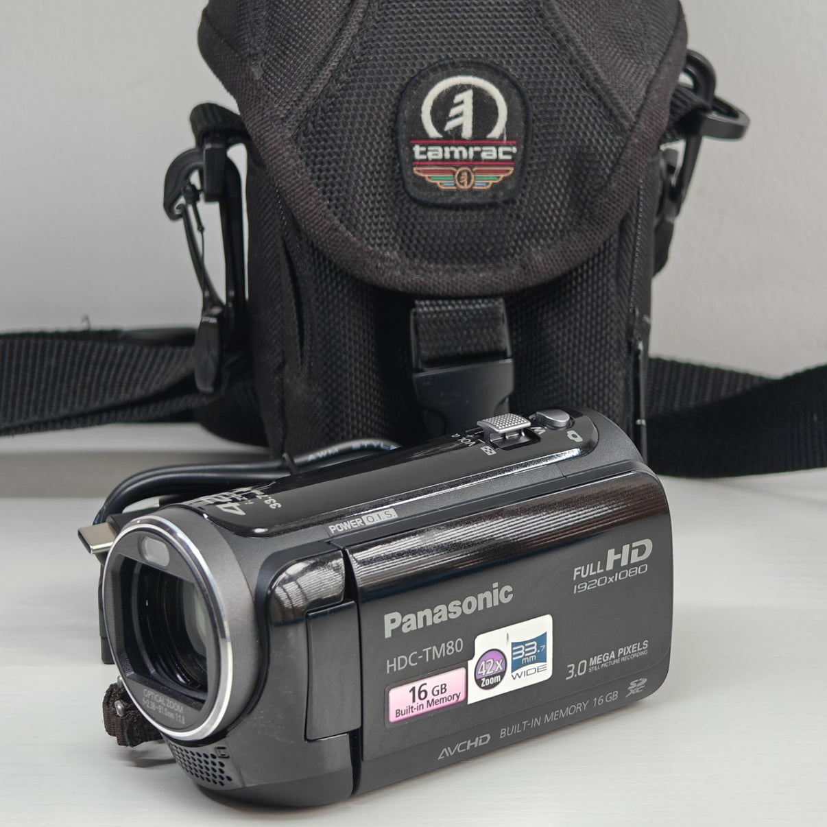 Panasonic HDC-TM80 Camcorder Black 1080p HD 16GB HDD 42x Zoom with Charger + Bag - Native Sole Cameras