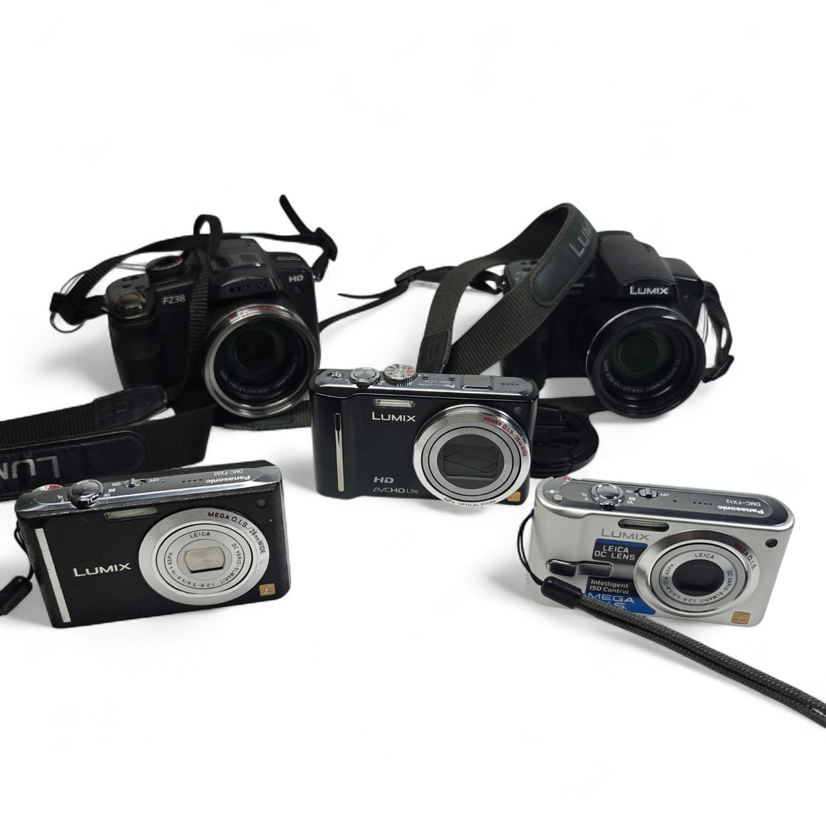 5x Panasonic Digital Cameras Job Lot - LUMIX DMC-FX12 FX55 TZ10 FZ18 FZ38 - Native Sole Cameras