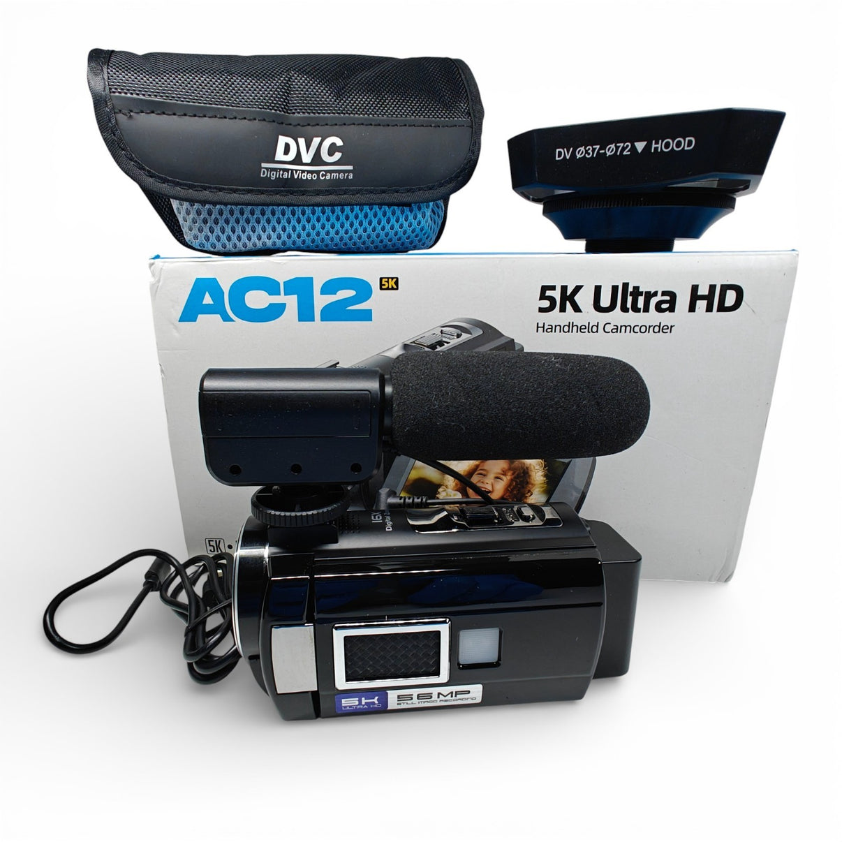 AC12 Camcorder 5K Ultra HD 56MP Wifi Large Mic Video Camera Black - Boxed - Native Sole Cameras