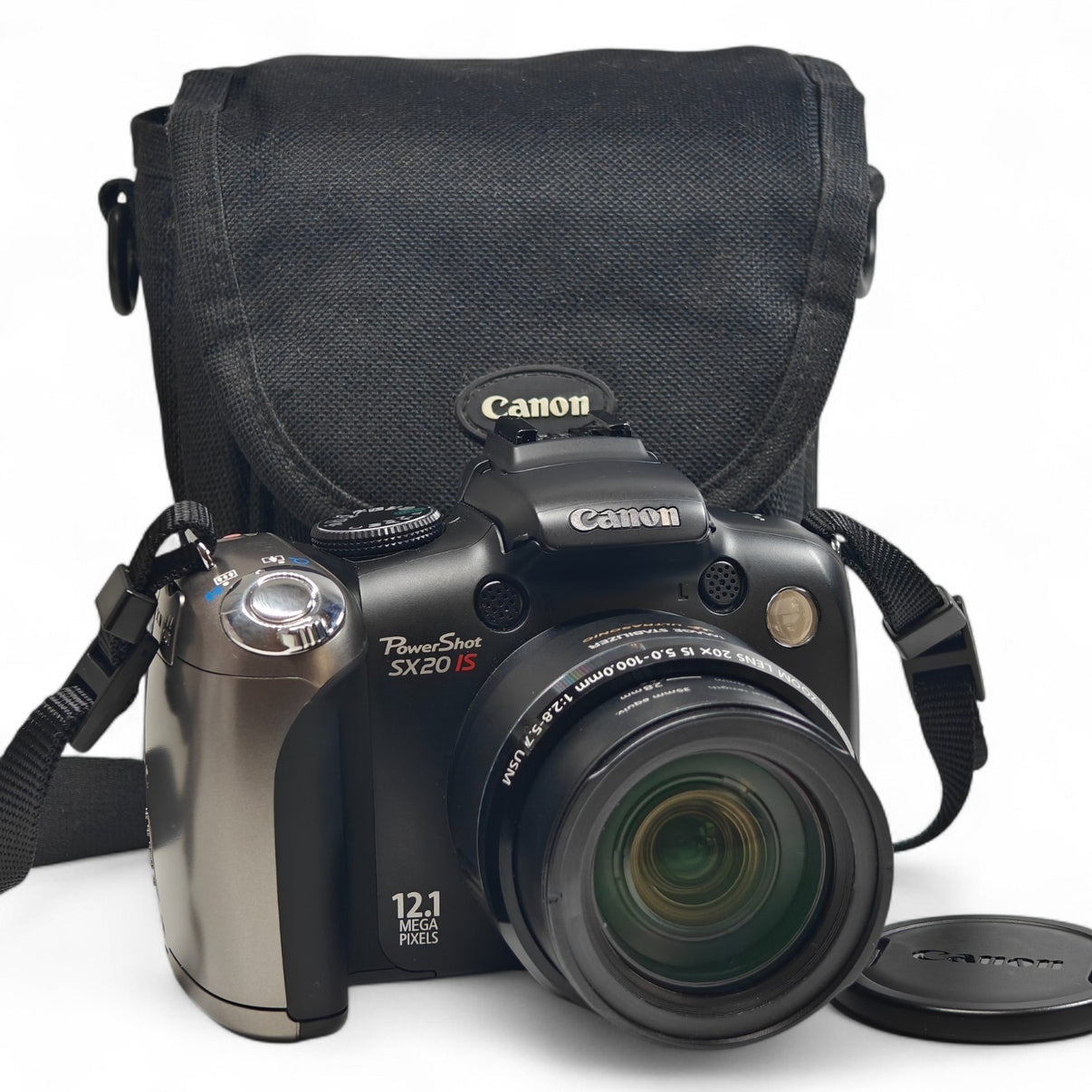 Canon PowerShot SX20 IS 12.1MP Digital Bridge Camera Black 20x Zoom with Bag.
