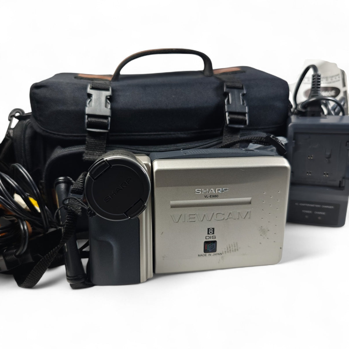Sharp VL-E980 Camcorder Video8 8mm 64x Retro Video Camera, Charger & Accessories - Native Sole Cameras
