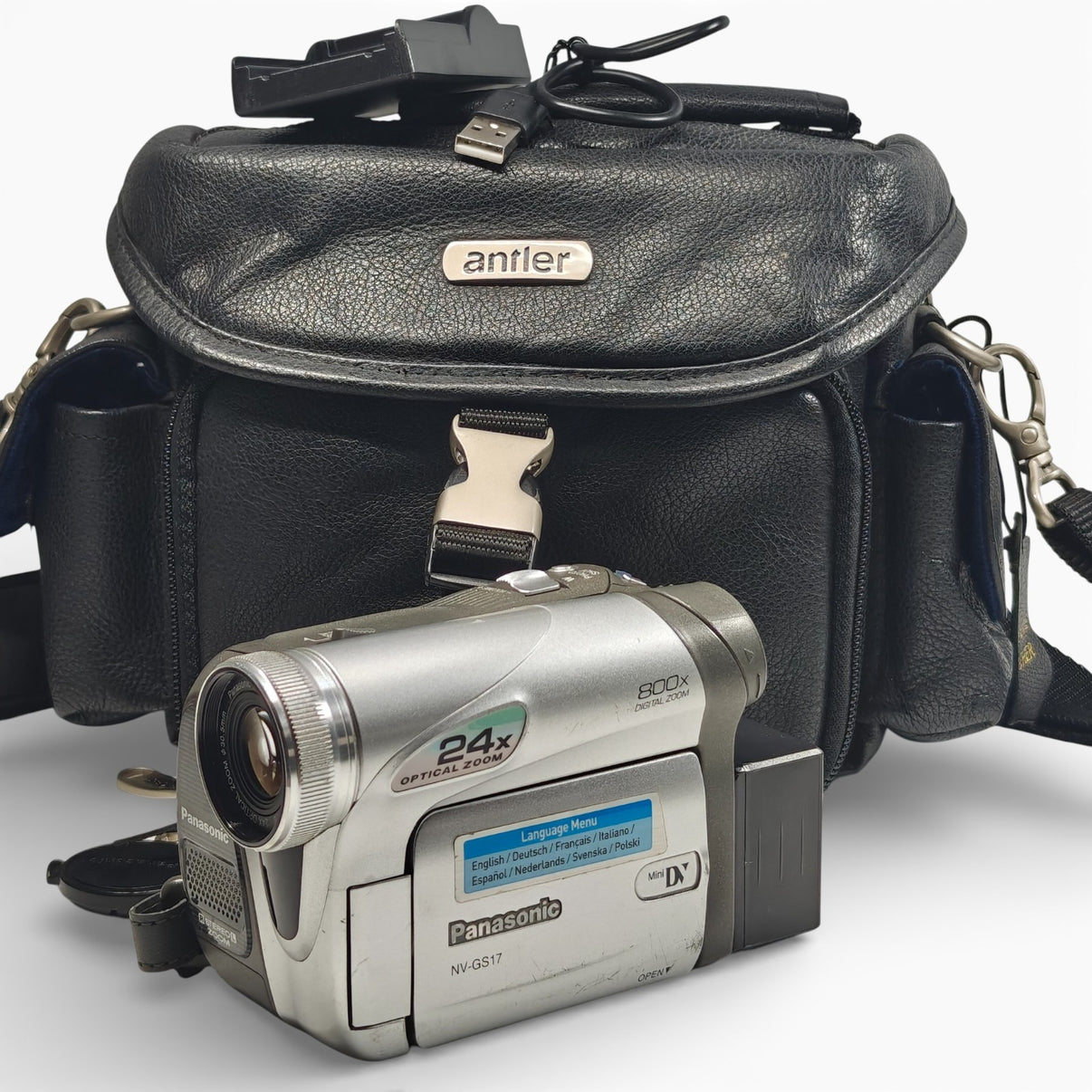 Panasonic NV-GS17 MiniDV Camcorder Silver 24x Optical Zoom Retro + Charger & Bag - Native Sole Cameras