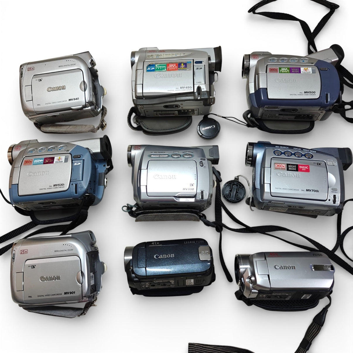 9x Canon Digital MiniDV Camcorders Job Lot - LEGRIA FS100 FS200 MV450i MV500 - Native Sole Cameras