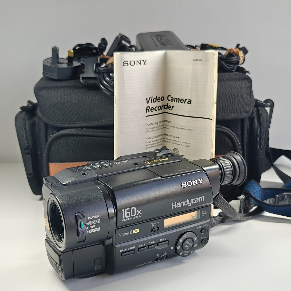 Sony Handycam CCD-TR411E Camcorder Video8 XR Tape 32x Zoom + Charger, Bag, Book - Native Sole Cameras