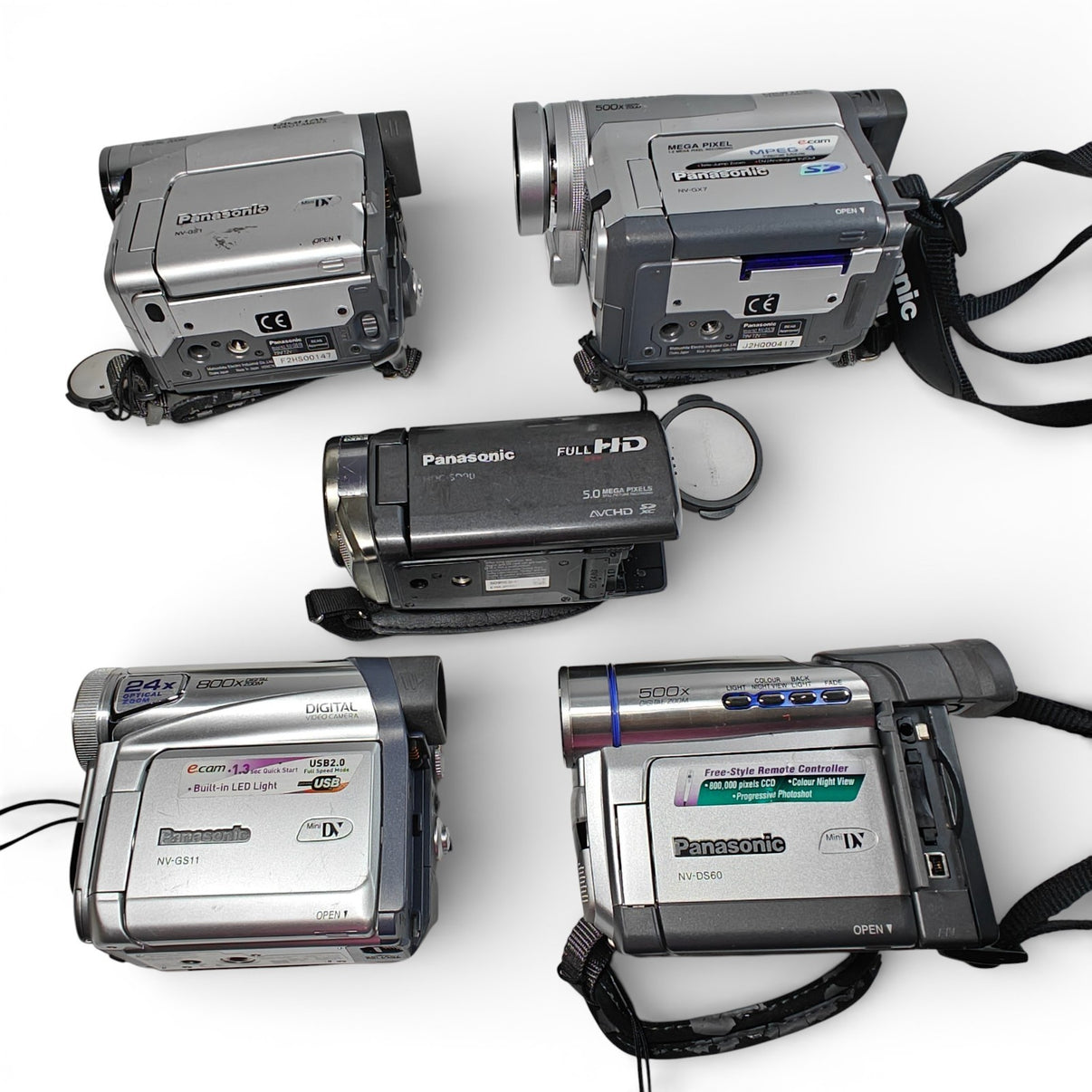 5x Panasonic Digital Camcorders Job Lot - NV-GX7 NV-GS1 NV-GS11 HDC-SD90 NV-DS60 - Native Sole Cameras