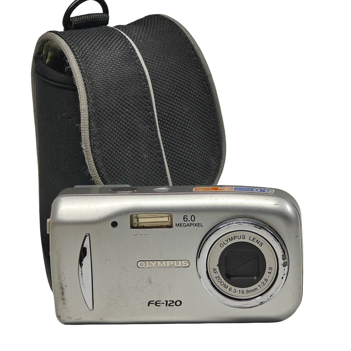 Olympus FE-120 6MP Digital Camera Silver AF 3x Optical Zoom Retro Digicam + Case - Native Sole Cameras
