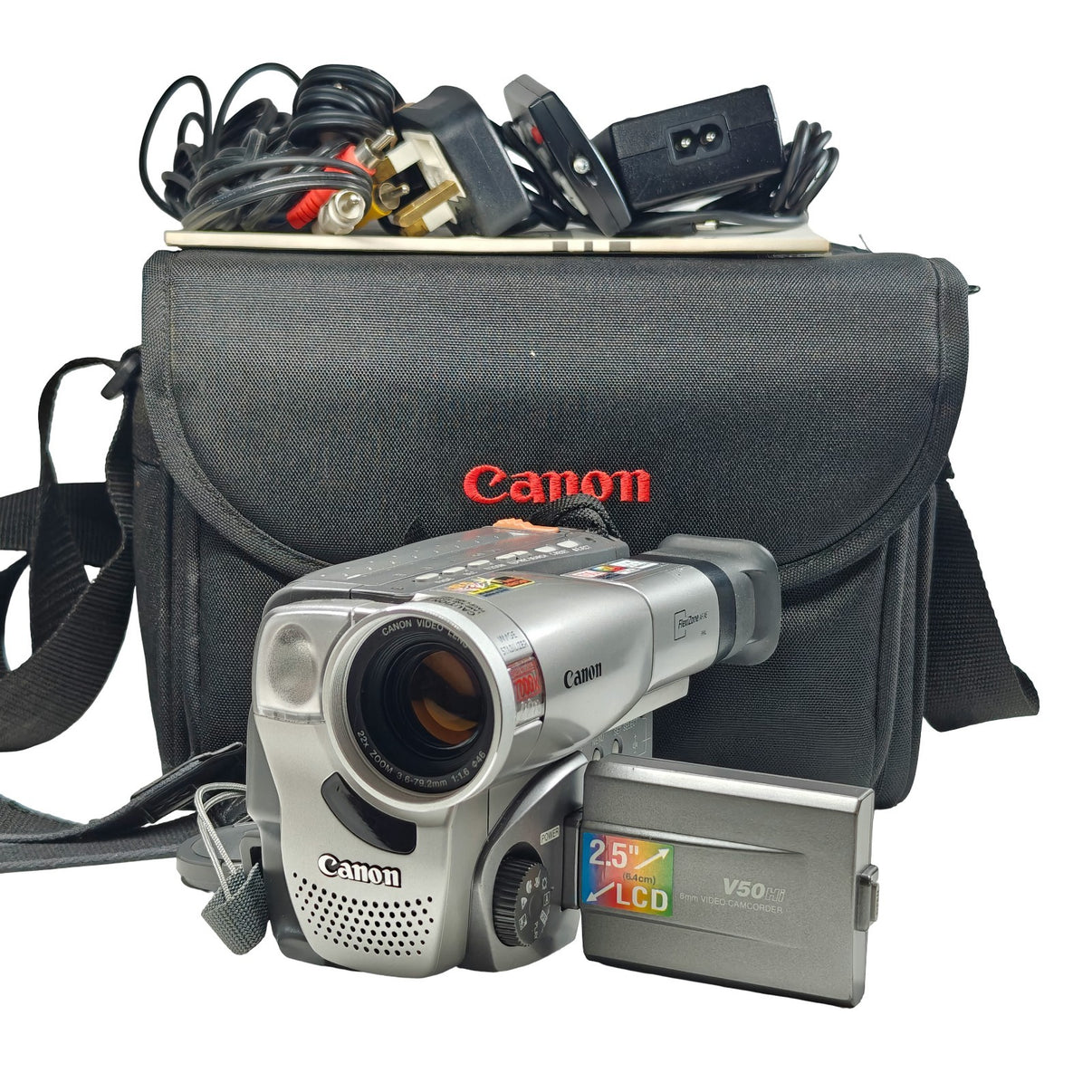 Canon V50Hi Camcorder Hi8 Video Tape Camera 700x Zoom 2.5" LCD Retro Bundle - Native Sole Cameras