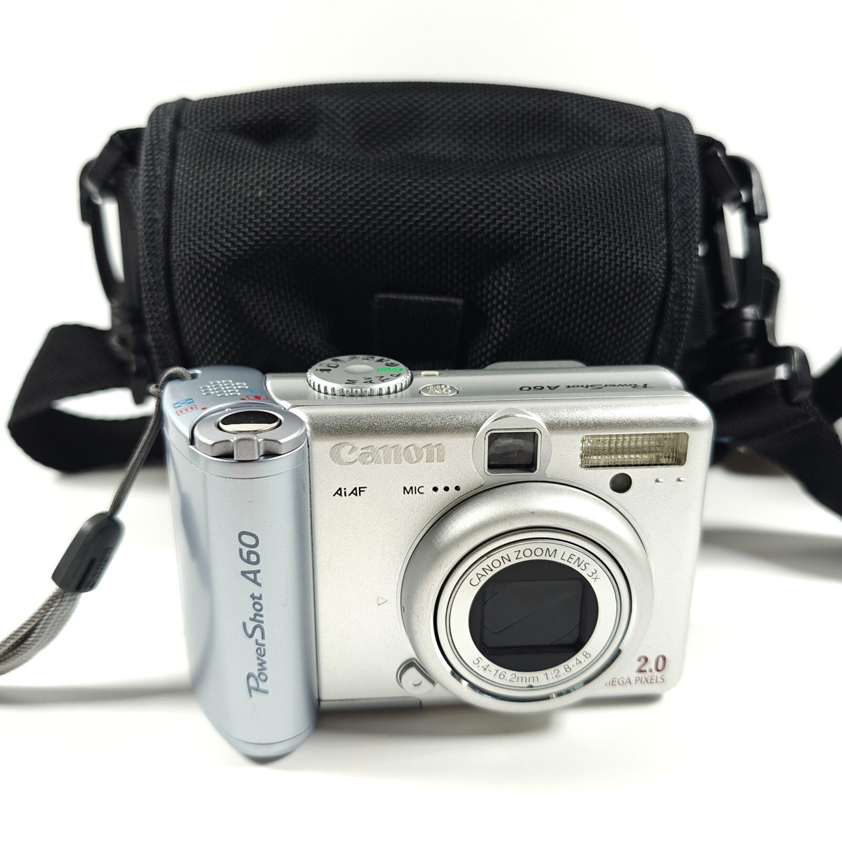 Canon PowerShot A60 2MP Digital Camera Silver Compact 3x Zoom 1.5" Screen + Bag - Native Sole Cameras
