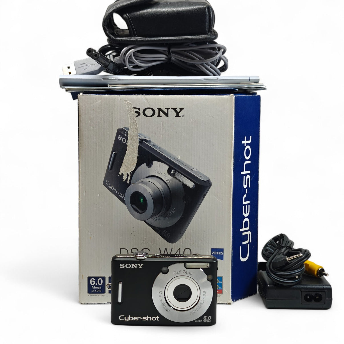Sony Cyber-shot DSC-W40 6.0MP Digital Camera (Black) Compact 3x Zoom Zeiss Boxed - Native Sole Cameras