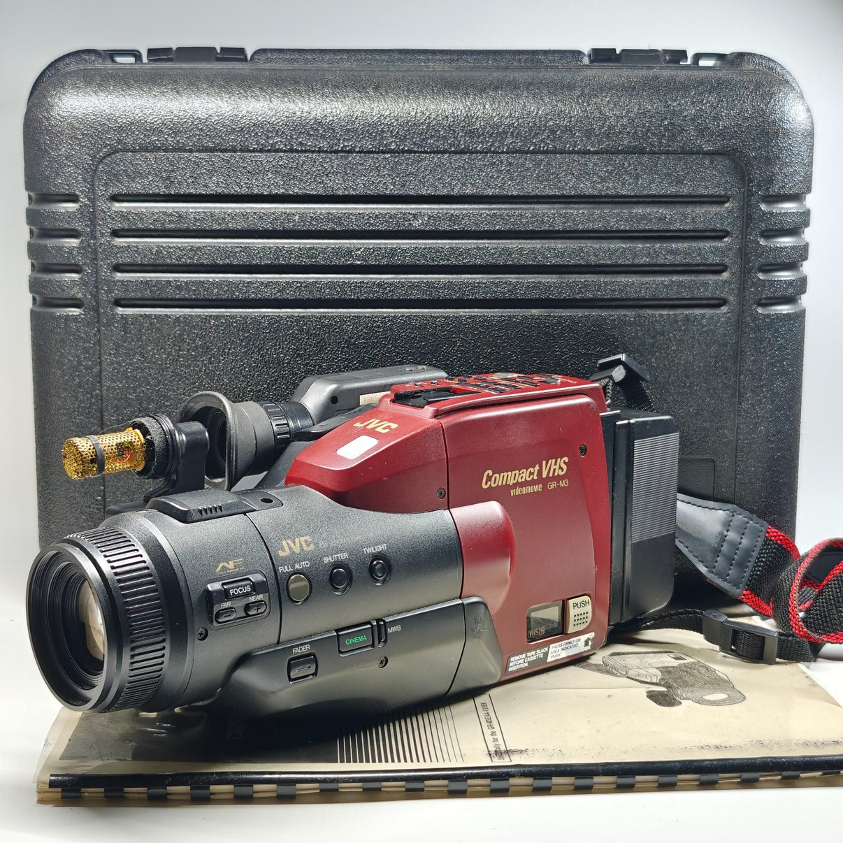 JVC GR-M3 Camcorder Red VHSC Analogue Video Recorder + Case & Manual | Untested - Native Sole Cameras