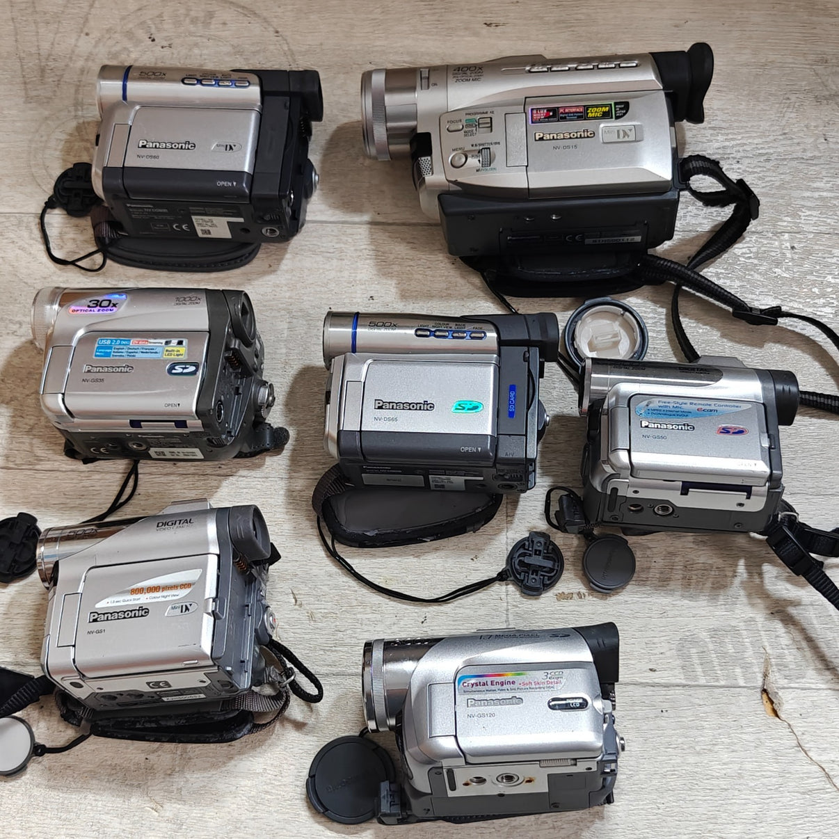 7x Panasonic MiniDV Camcorders Job Lot - NV-DS60 DS65 GS1 GS35 GS50 DS15 GS120 - Native Sole Cameras