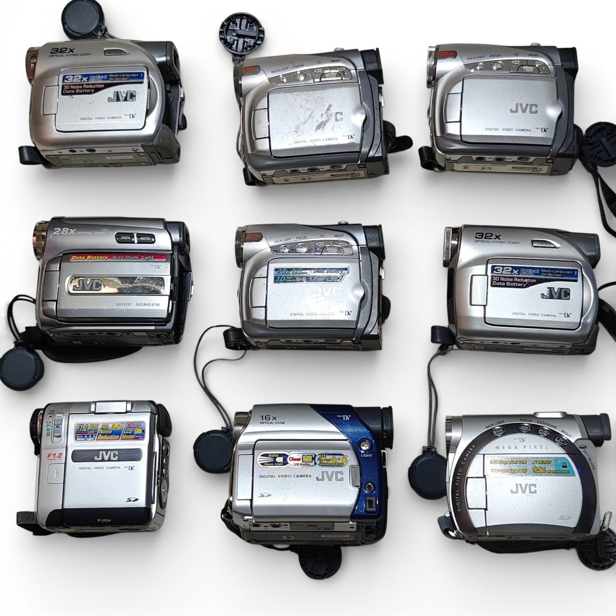 9x JVC MiniDV Camcorders Job Lot GR-D200 D340 D250 D63 D247 DX97 D340 D250 D728 - Native Sole Cameras