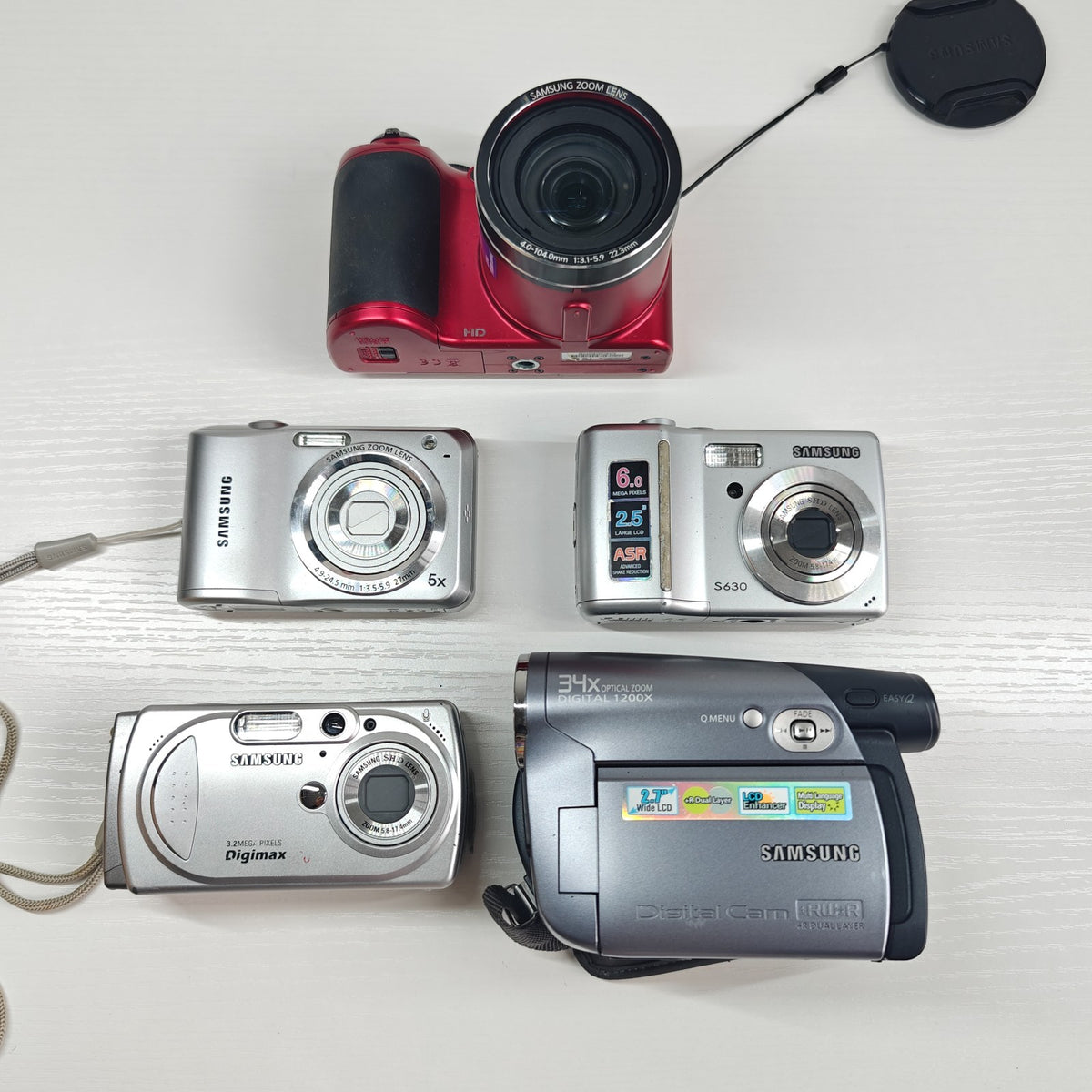 5x Samsung Digital Cameras Job Lot - WB100 ES28 S630 Digimax 370 VP-DC171W - Native Sole Cameras