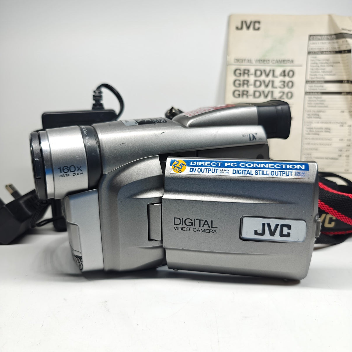 JVC GR-DVL20E MiniDV Camcorder Silver 2.5" LCD 160x Zoom + Charger & Extras - Native Sole Cameras