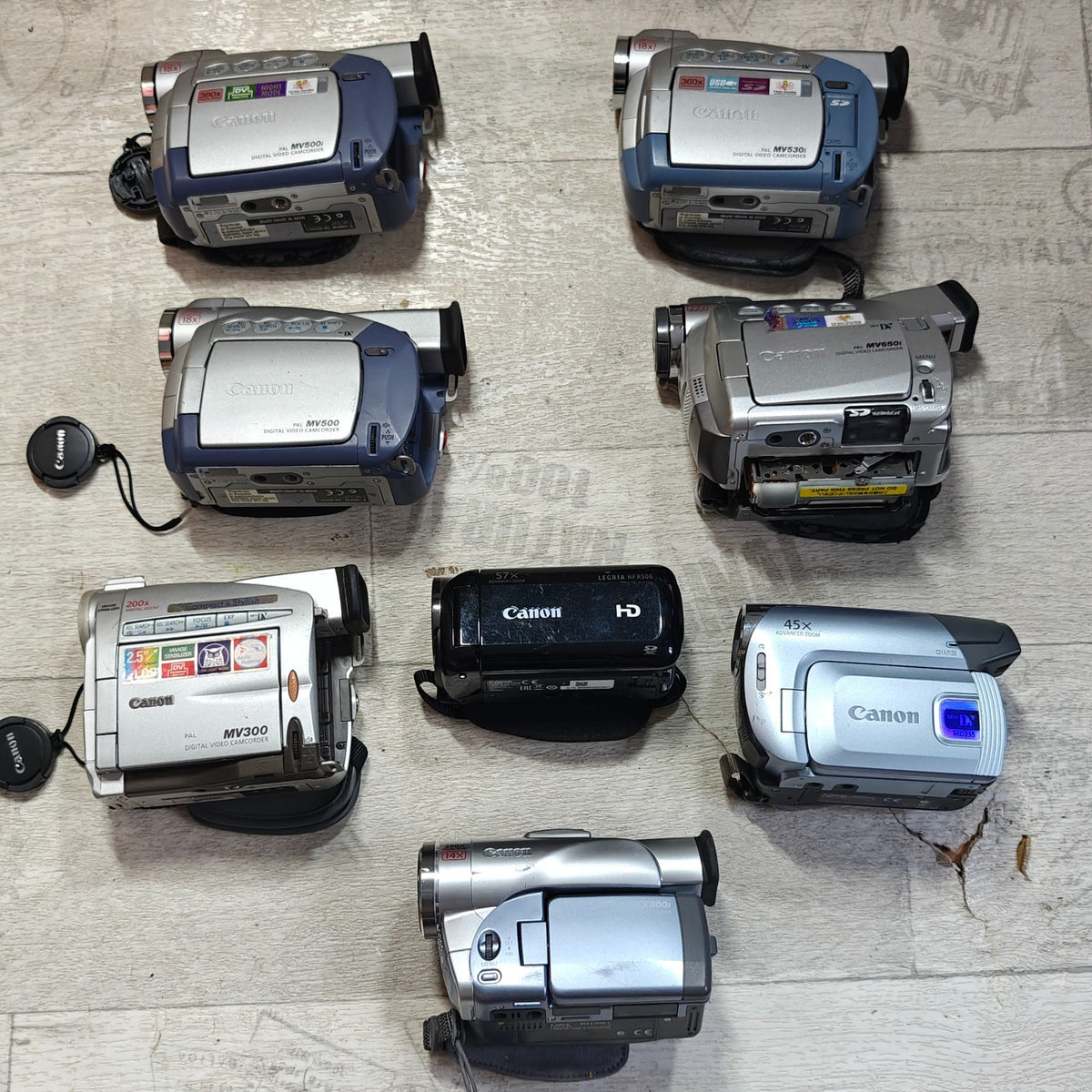 8x Canon MiniDV Digital Camcorders Job Lot - LEGRIA HF R506, MV500 MVX200i Etc. - Native Sole Cameras