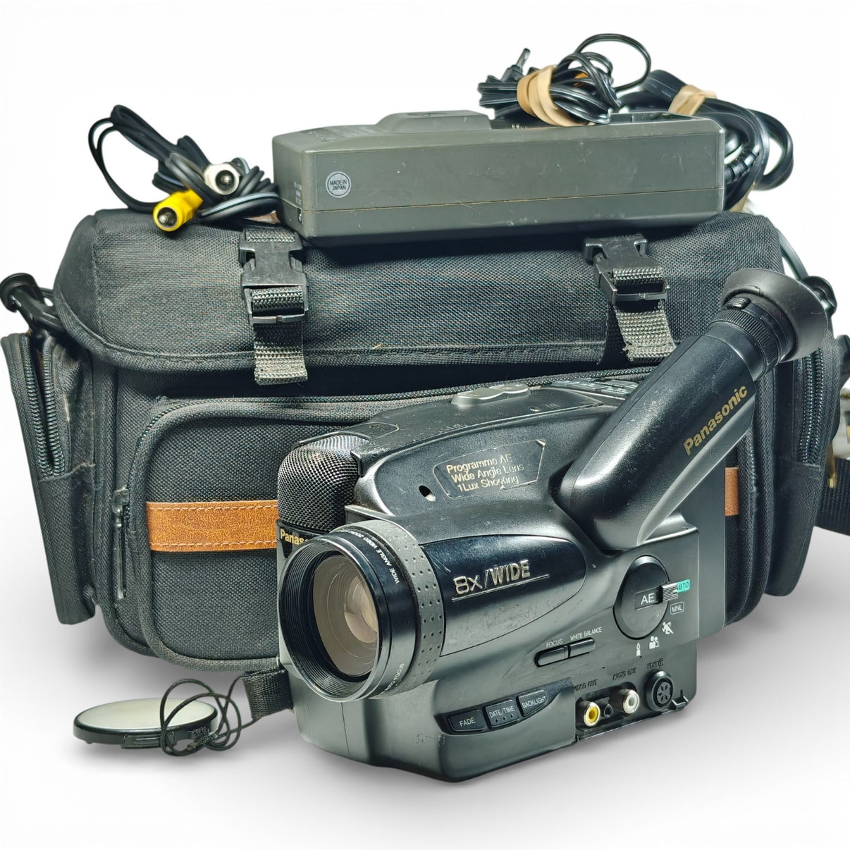 Panasonic NV-S20B Camcorder VHSC Tape 8x Wide Zoom 1990s Retro Cam Bundle - Native Sole Cameras